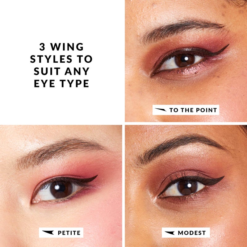 The Quick Flick Winged Eyeliner Stamp â€“ Waterproof & Smudge Proof Vegan Cat Eye Stamp Eyeliner â€“ 4mm Thick Winged Stamp & 10mm Modest Felt-Tip Liquid Hypoallergenic Eyeliner Pen (Hot Fudge-2 Pen) - Image 3